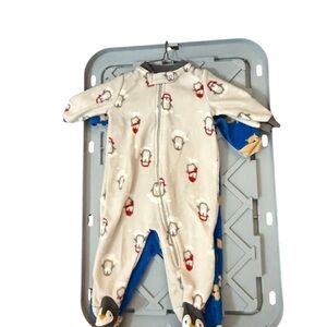 Bon Bebe 2 Pairs of Penguin and Bear Infant One Piece Pajamas Size 3/6 Months